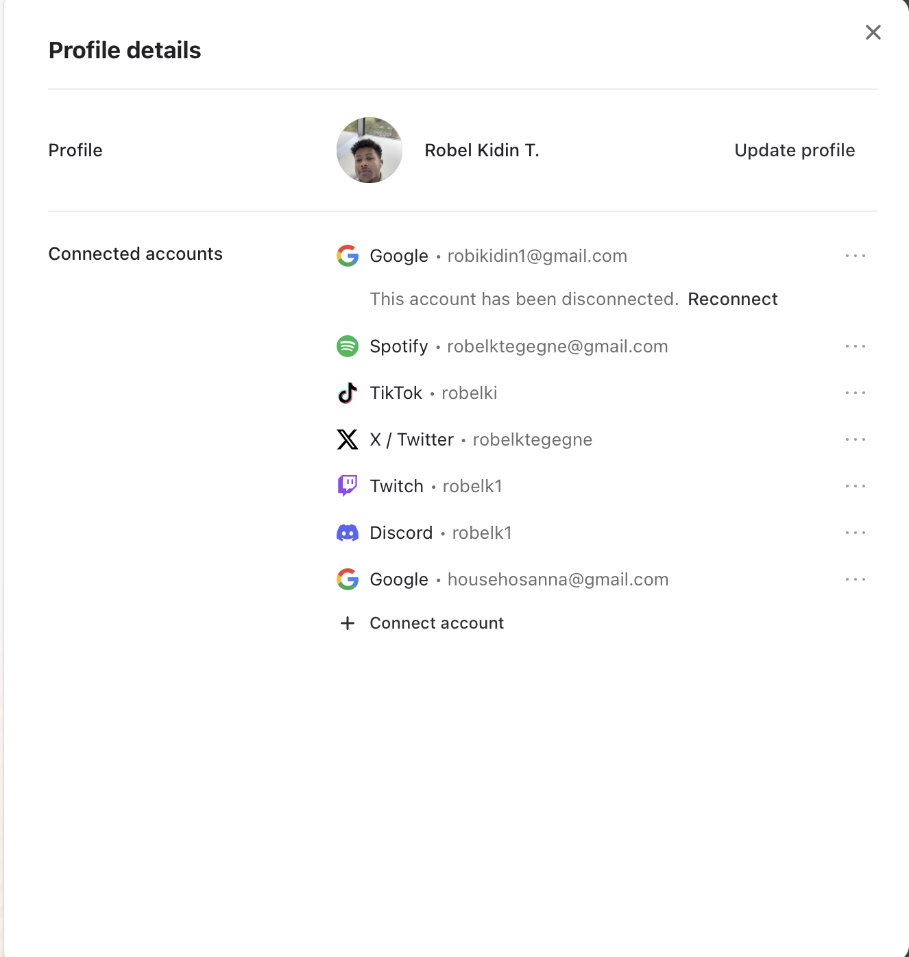 Easy account management - connect your social media accounts